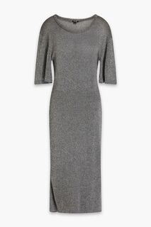 Трикотажное платье миди с вырезом и эффектом металлик MONROW, серый
