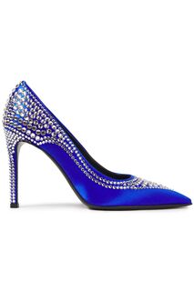 Атласные туфли с кристаллами BALMAIN, синий
