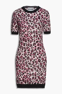 Леопардово-жаккардовое мини-платье MOSCHINO, розовый