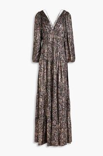 Ярусное платье макси Glady из джерси с металлизированным принтом пейсли BA&amp;SH, угольный Ba&Sh