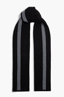 Двухцветный шарф Verona в рубчик из шерсти мериноса MOOSE KNUCKLES, черный