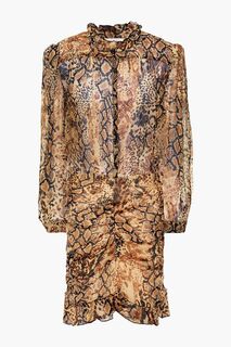 Платье мини из жоржета со змеиным принтом Rackel BA&amp;SH, животный принт Ba&Sh