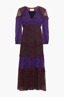 Ярусное платье миди из крепона с принтом Gypsie BA&amp;SH, фиолетовый Ba&Sh