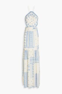 Платье макси из крепа с вырезом халтер и вырезом Ilona BA&amp;SH, лазурный Ba&Sh