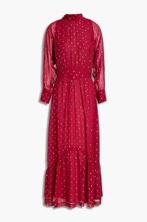Платье миди Romy со сборками и эффектом металлизированного купе из жоржета. BA&amp;SH, красный Ba&Sh