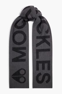 Жаккардовый шарф из смеси шерсти и кашемира MOOSE KNUCKLES, серый