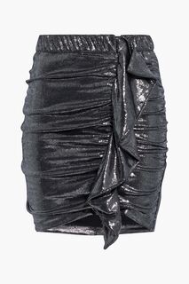 Мини-юбка из ламе со сборками Malaga Malaga BA&amp;SH, серебряный Ba&Sh