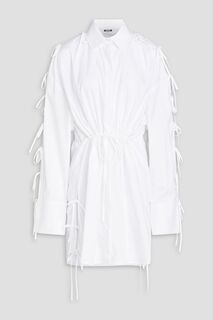 Платье-рубашка мини из хлопкового поплина с вырезом и бантом MSGM, белый