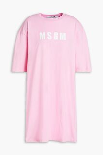 Платье мини из хлопкового джерси с логотипом MSGM, розовый