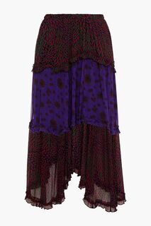 Ярусная юбка миди из жоржета с принтом Gapi BA&amp;SH, фиолетовый Ba&Sh