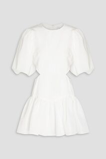 Платье мини из шантунга со сборками и вырезами MSGM, белый