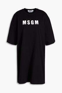 Платье мини из хлопкового джерси с логотипом MSGM, черный