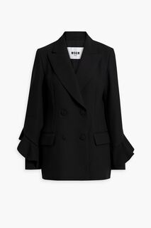 Двубортный креповый пиджак с рюшами MSGM, черный