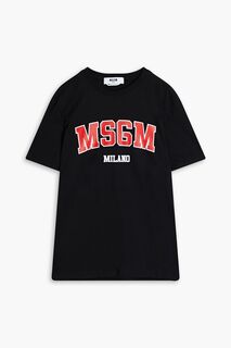 Футболка из хлопкового джерси с принтом MSGM, черный