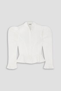 Хлопковая блузка Grace с оборками из английской вышивки BATSHEVA, белый