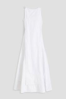 Платье миди из хлопкового поплина с драпировкой и рюшами BITE STUDIOS, белый
