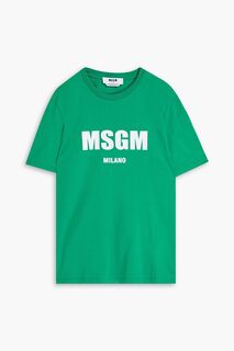 Футболка из хлопкового джерси с логотипом MSGM, зеленый