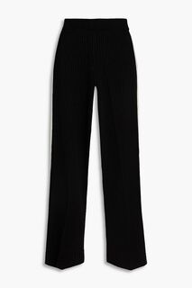 Широкие брюки вязки пуантелле из смесовой шерсти Bella Freud, черный