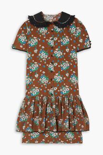 Платье Clarice из хлопкового поплина с оборками и цветочным принтом BATSHEVA, коричневый