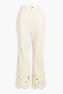 Расклешенные брюки Zoey с вышивкой английской вышивкой и хлопковой отделкой NANUSHKA, кремовый