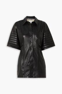 Плиссированная рубашка Taya из веганской кожи с решетчатой отделкой NANUSHKA, черный