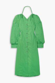 Платье миди Lo с открытыми плечами из хлопкового поплина NANUSHKA, зеленый