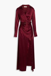 Платье макси Electra из шелкового атласа с запахом и поясом NICHOLAS, бордовый