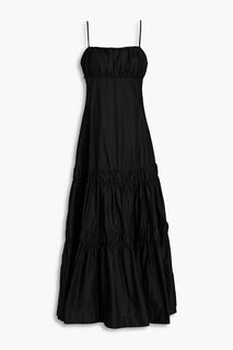 Платье макси Didi из хлопкового поплина со сборками NICHOLAS, черный