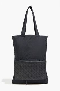 Трансформируемая сумка-тоут-ракушка с кожаными вставками BOTTEGA VENETA, черный