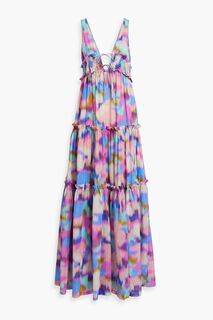 Платье макси Myla из хлопка и шелка с цветочным принтом и вуалью NICHOLAS, фиолетовый