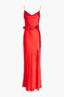 Платье макси Simone из шелкового атласа с драпировкой и поясом NICHOLAS, красный