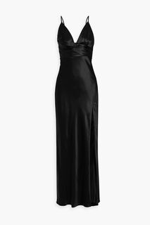 Платье макси Asma из шелкового атласа со складками NICHOLAS, черный