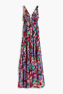 Платье макси Myla из хлопка и шелка с цветочным принтом и вуалью NICHOLAS, разноцветный