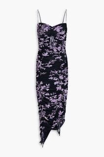Платье миди Maisie из эластичной сетки со сборками и цветочным принтом NICHOLAS, черный