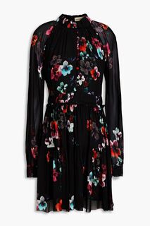 Шифоновое платье мини Kaisa со сборками и цветочным принтом NICHOLAS, черный