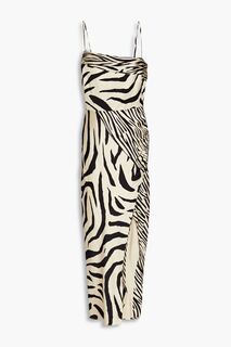 Платье миди Skyler из шелкового атласа с зебровым принтом NICHOLAS, животный принт