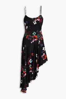 Асимметричное атласное платье Anneli с цветочным принтом NICHOLAS, черный