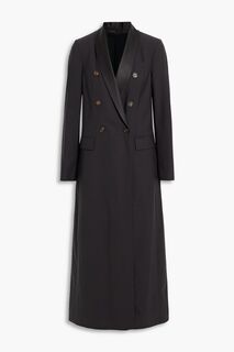 Двубортное пальто из смесовой шерсти, украшенное бусинами BRUNELLO CUCINELLI, черный