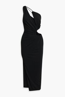 Платье миди Drie из эластичного джерси с вырезом на одно плечо NICHOLAS, черный