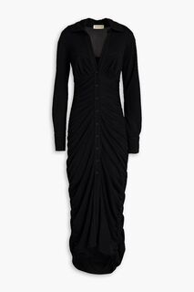 Платье миди Reina из эластичного джерси со сборками NICHOLAS, черный