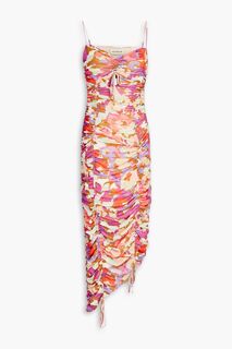 Платье миди Maisie из эластичной сетки со сборками и принтом NICHOLAS, фиолетовый