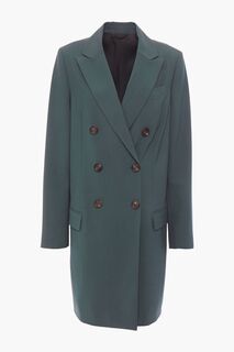 Двубортное пальто из смесовой шерсти BRUNELLO CUCINELLI, изумрудный