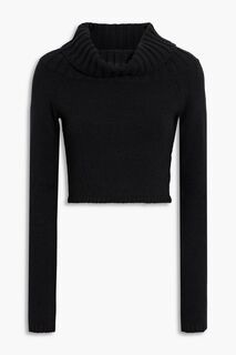 Укороченный свитер с воротником из смесового хлопка Zora NICHOLAS, черный