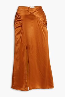 Юбка миди Aida из шелкового атласа и крепа со сборками NICHOLAS, оранжевый