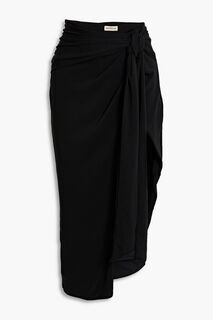 Асимметричная юбка миди из крепа с узлом NICHOLAS, черный