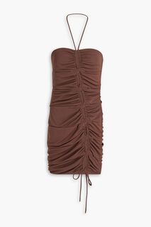 Платье мини Perta из эластичного джерси со сборками и вырезами NICHOLAS, шоколад