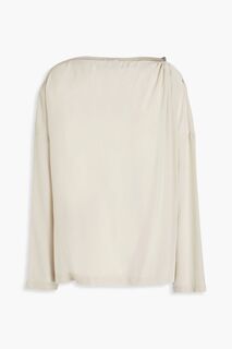 Блузка из шелкового крепдешина, украшенная бисером BRUNELLO CUCINELLI, кремовый
