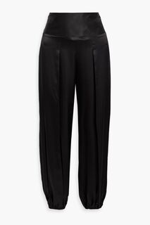 Зауженные брюки Ibiza из кованого шелкового атласа со складками NILI LOTAN, черный