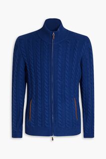 Кашемировый свитер на молнии косой вязки Richmond N.Peal, синий