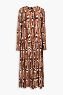 Платье макси из крепдешина с принтом BY MALENE BIRGER, коричневый